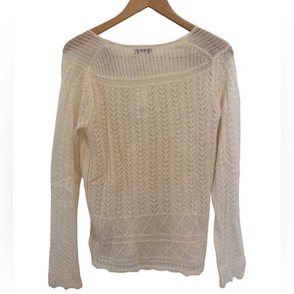 Banana Republic Crochet Knit Sweater Extra Fine Italian Merino Wool - Picture 2 of 7